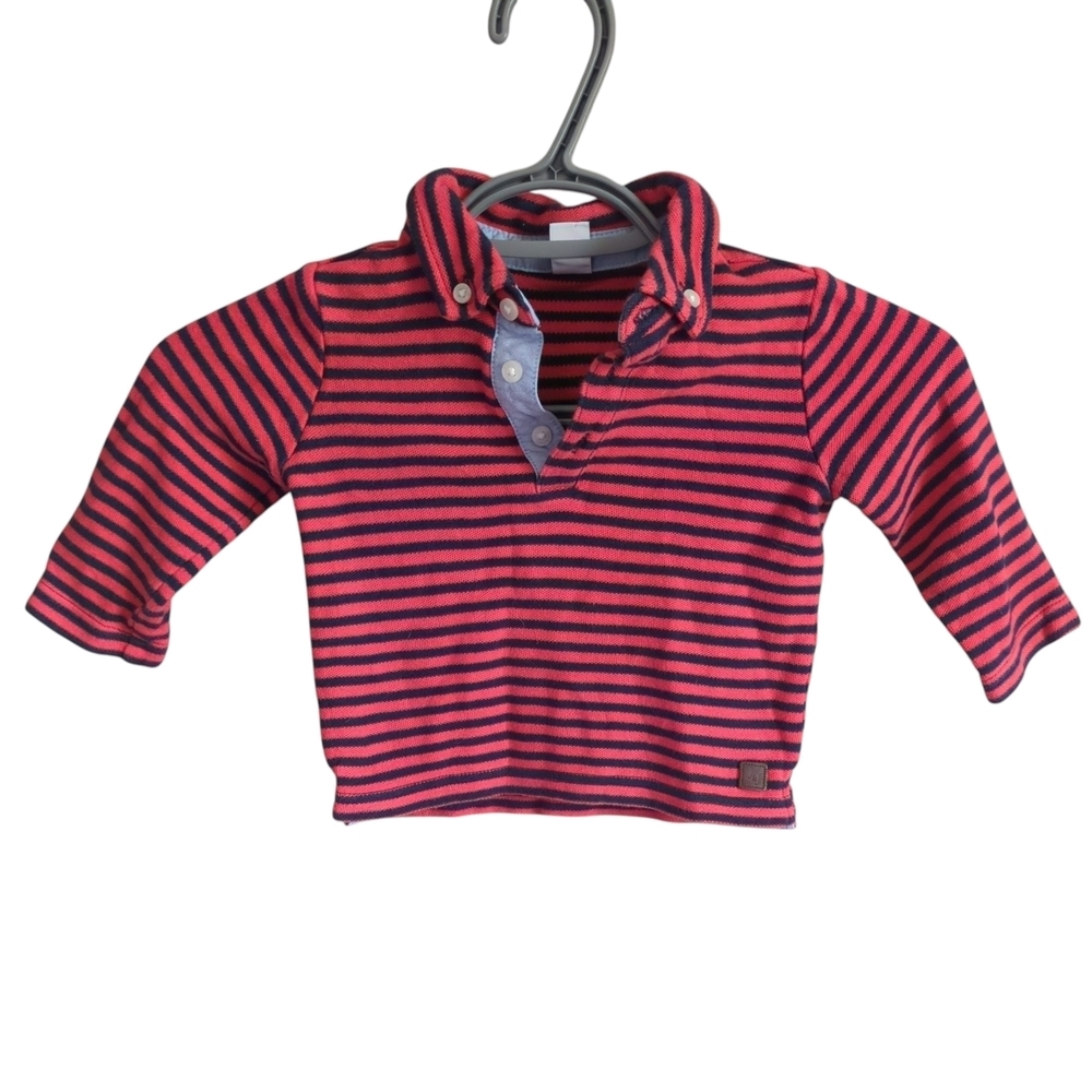 Janie and Jack Striped Pique Polo Crimson Stripe Size 12-18 months